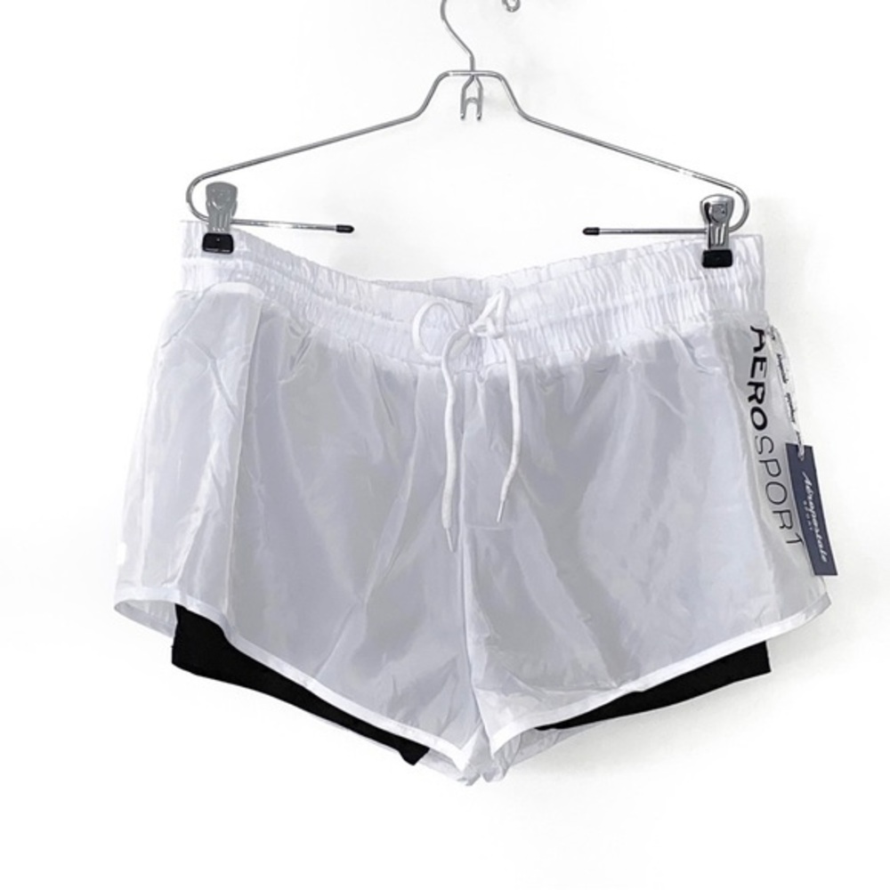2/$10 Aéropostale Aérosport Athletic Running Active White Shorts size L